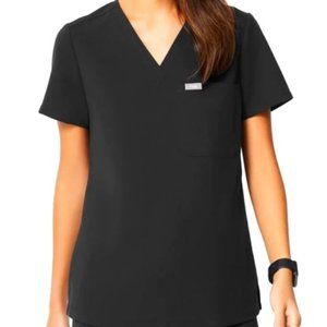 Figs scrub top tailored one pocket black size medi